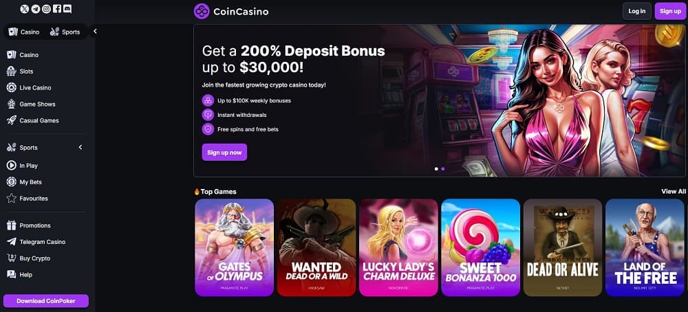 Coin Casino – Reliable USDT casino with instant withdrawals and daily crypto promos
